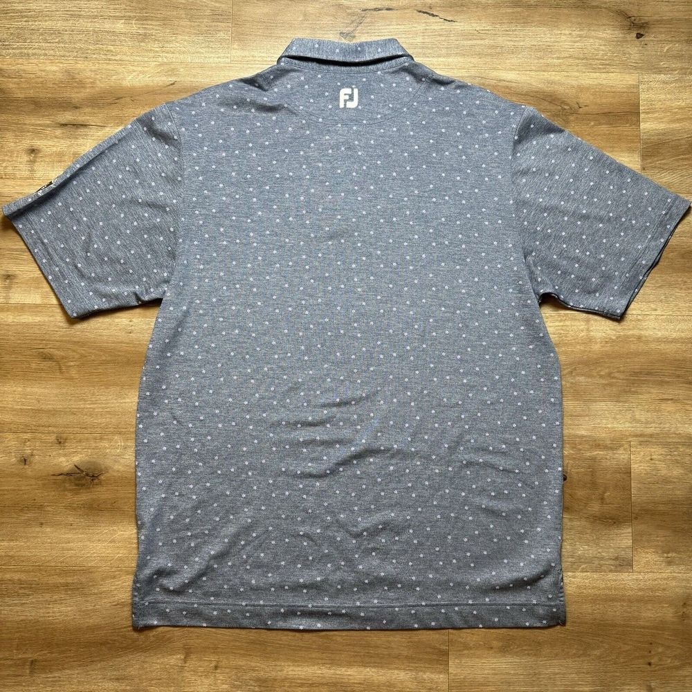 Footjoy Golf Polo Shirt Men's Large Gray Geometric Flower Print Performance - Picture 4 of 9
